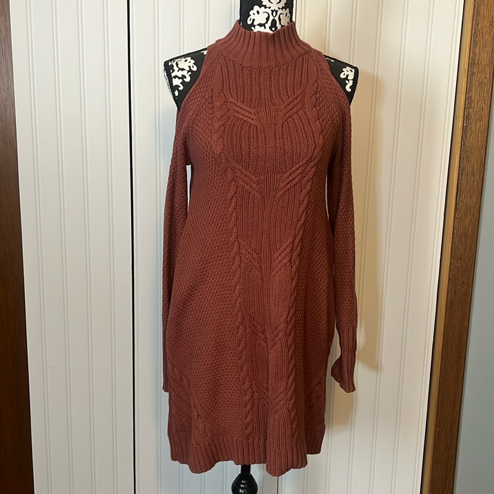Sweater cold shoulder dress